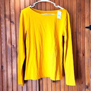 NWT J Crew Artist Tee Long-sleeves Size Medium in Gold Yellow